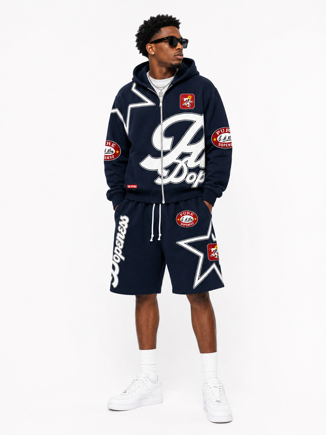 BLUE STRIP Jacket & Short Set (Hoodie)